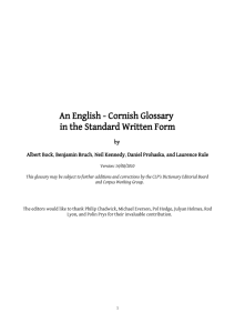 An English - Cornish Glossary in the Standard