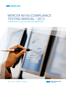 MERCER 401(k) COMPLIANCE TESTING MANUAL – 2013