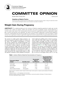 Committee Opinion, Number 548, January 2013, Weight Gain