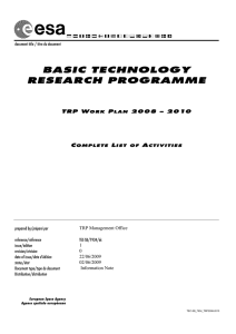 document title / titre du document TRP W ORK PLAN 2008 – 2010