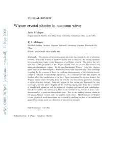 Wigner crystal physics in quantum wires