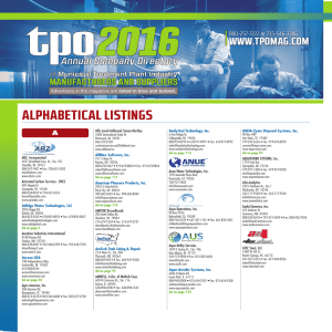 View the 2016 TPO Annual Company Directory - TPO