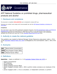 AFP National Guideline on prohibited drugs, pharmaceutical