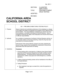 Pre-Employment Drug Testing - California Area School District