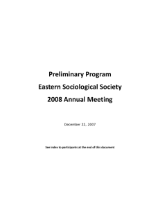 Preliminary Program Eastern Sociological Society 2008 Annual
