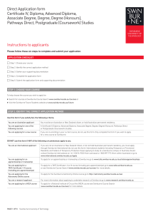 Direct Application form Certificate IV, Diploma, Advanced Diploma