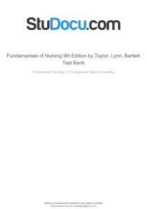 fundamentals of nursing 9th edition by taylor lynn bartlett test bank