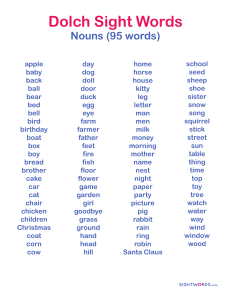 dolch nouns 95 words