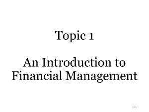 Lecture 01 An Introduction to Financial Management