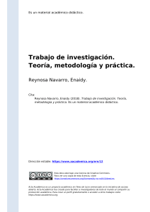 Reynosa Navarro, Enaidy (2018). Trabajo de investigación. Teoría, metodología y práctica