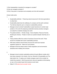 Sustainability Question model answer - SUVIN