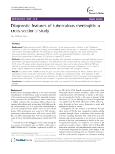 Diagnostic features of tuberculous meningitis A cr