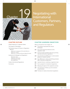 Chapter 19 - Negotiating with International Customers-Partners and Regulations