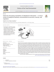 Endocrine-disrupting metabolites of alkylphenol ethoxylates–A criticalreview of analytical methods, environmental occurrences, toxicity, andregulation