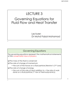 Governing Equations for Fluid Flow and Heat Transfer