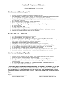 Shop Policies and Procedures Student Safety Contract