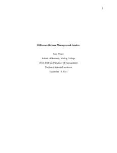 Difference Between Managers and Leaders - Term Paper
