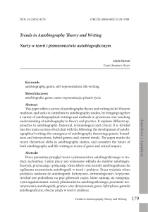 Trends in Autobiography Theory and Writing