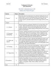 Rubric for project-Intro to  IE-Fall21