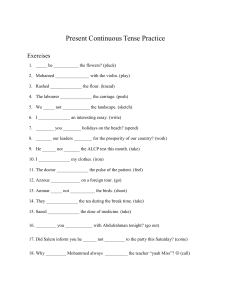 Present Continuous Tense Practice (I created)