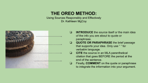 Oreo Method  How to Use Sources Effectively Responsibly