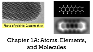 Chapter 1A - Atoms, Elements, and Molecules