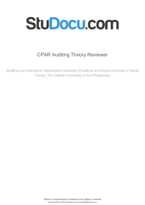 Auditing Theories - CPAR Testbank