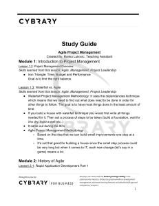 Agile Project Management Study Guide  1 