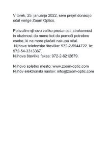מכתבי לחברת  זום אופטיק  בסלובנית