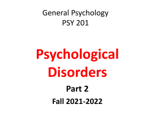 psy 201  disorders Part 2