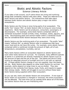 Biotic and Abiotic Factors