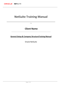 General Setup and Company Structure Training Manual