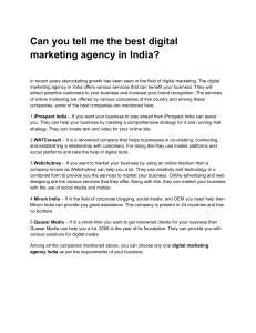 Can you tell me the best digital marketing agency in India