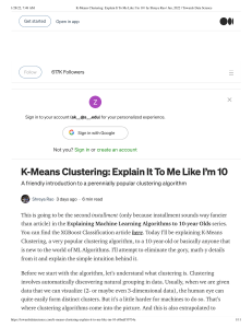 K-Means Clustering  Explain It To Me Like I’m 10   by Shreya Rao   Jan, 2022   Towards Data Science