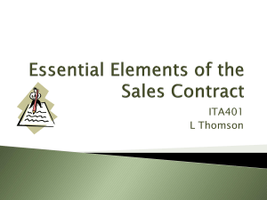 Essential Elements of the Sale Contract(1)