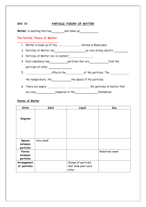 particle theory of matter worksheet