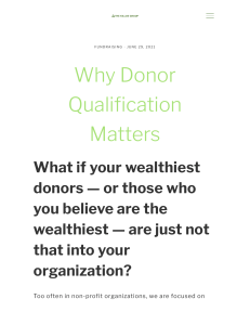 Why Donor Qualification Matters — The Killoe Group