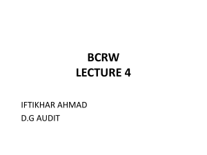 BCRW lecture 4