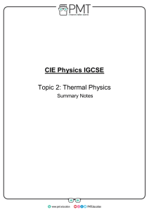 0625 CIE iGCSE - 2 Thermal - Summary Notes