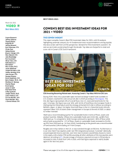 Cowen - Best ESG Ideas for 2021