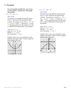 Precalculus 7.1Ans-Parabolas