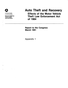 Auto Theft & Recovery - Effects of the Motor Vehicle Theft Law Enforcement Act of 1984 -- Report to Congress Appendix 1