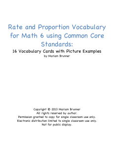 Rate and Proportion Vocabulary Rate and Proportion Vocabulary