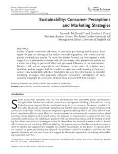 Bus Strat Env - 2006 - McDonald - Sustainability  Consumer Perceptions and Marketing Strategies-2