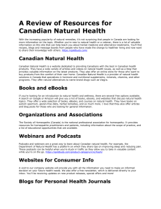 A Review of Resources for Canadian Natural Health