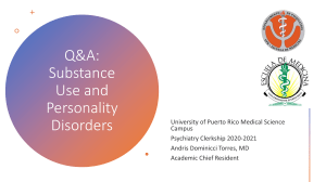 Q&A SUD and Personality Disorders MS3 