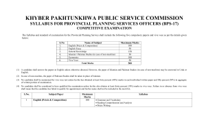 Syllabus Standards Examination Provincial Planning Service PPS KPPSC 04 05 2021