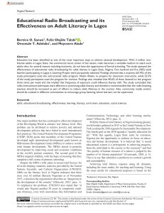 Educational Radio Broadcasting and its Effectiveness on Adult Literacy in Lagos