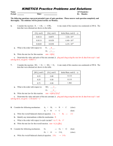 2011-2012 prequiz for kinetics - problems and solutions
