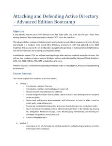 Advanced BootCamp Attacking and Defending Active Directory